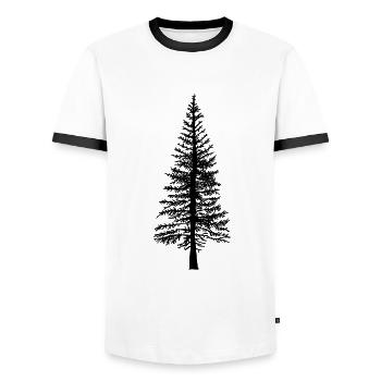 Fir tree Forest Nature Ecology Environment Trees Flora - Men's Ringer Shirt - white/black - Front - AI Model Female 172 light (172cm) & AI Model Male 178 dark (178cm)