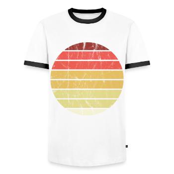 Cercle de fond vintage rétro - T-shirt contrasté Homme - blanc/noir - Devant - AI Model Female 172 light (172cm) & AI Model Male 178 dark (178cm)