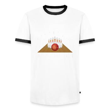 Kegeln - Männer Kontrast-T-Shirt - Weiß/Schwarz - Vorne - AI Model Female 172 light (172cm) & AI Model Male 178 dark (178cm)