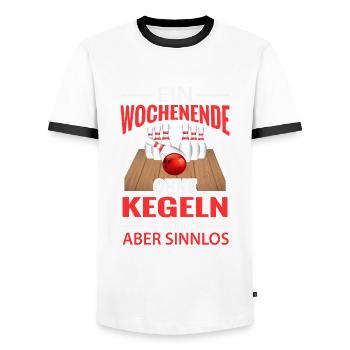 Kegel Wochenende - Männer Kontrast-T-Shirt - Weiß/Schwarz - Vorne - AI Model Female 172 light (172cm) & AI Model Male 178 dark (178cm)