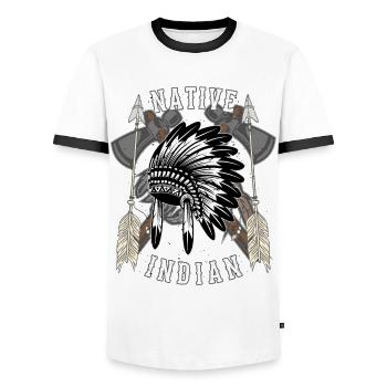 Native Indian for Indian Friends - Men's Ringer Shirt - white/black - Front - AI Model Female 172 light (172cm) & AI Model Male 178 dark (178cm)