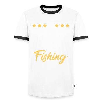 Fisher Gang Team - Männer Kontrast-T-Shirt - Weiß/Schwarz - Vorne - AI Model Female 172 light (172cm) & AI Model Male 178 dark (178cm)