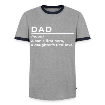 Papa Définition Fête des pères - T-shirt contrasté Homme - gris/marine  - Devant - AI Model Female 172 light (172cm) & AI Model Male 178 light (178cm)