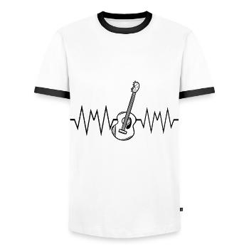 Music - Men's Ringer Shirt - white/black - Front - AI Model Female 172 light (172cm) & AI Model Male 178 dark (178cm)
