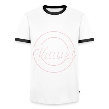 Voyage voyage disant voyage nature - T-shirt contrasté Homme - blanc/noir - Devant - AI Model Female 172 light (172cm) & AI Model Male 178 dark (178cm)