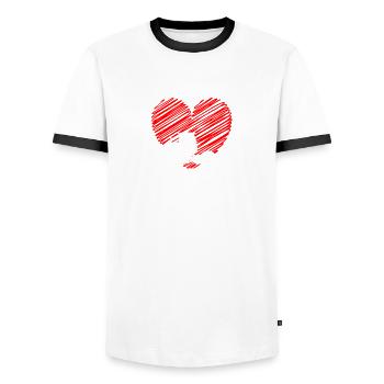 Road builder heartbeat - Men's Ringer Shirt - white/black - Front - AI Model Female 172 light (172cm) & AI Model Male 178 dark (178cm)