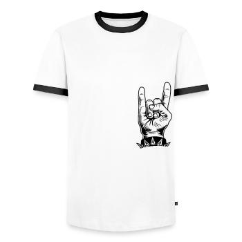 Rocking the bonus dad life - Stiefvater Geschenk - Männer Kontrast-T-Shirt - Weiß/Schwarz - Vorne - AI Model Female 172 light (172cm) & AI Model Male 178 dark (178cm)