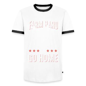 Ferme dur ou rentre à la maison drôle - T-shirt contrasté Homme - blanc/noir - Devant - AI Model Female 172 light (172cm) & AI Model Male 178 dark (178cm)