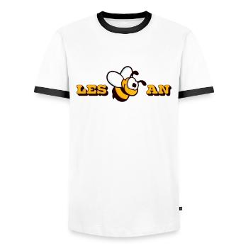 Les abeille un drôle dire lesbiennes femmes - T-shirt contrasté Homme - blanc/noir - Devant - AI Model Female 172 light (172cm) & AI Model Male 178 dark (178cm)