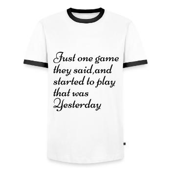 Brettspiel Schach Würfel Lustiges Geschenk - Männer Kontrast-T-Shirt - Weiß/Schwarz - Vorne - AI Model Female 172 light (172cm) & AI Model Male 178 dark (178cm)
