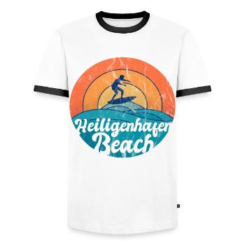 Heiligenhafen Strand Urlaub Souvenir Geschenk - Männer Kontrast-T-Shirt - Weiß/Schwarz - Vorne - AI Model Female 172 light (172cm) & AI Model Male 178 dark (178cm)