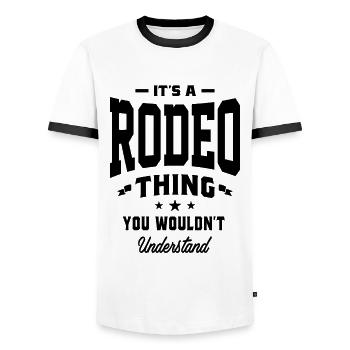 Es ist eine Rodeo-Sache - Rodeo-Geschenke - Männer Kontrast-T-Shirt - Weiß/Schwarz - Vorne - AI Model Female 172 light (172cm) & AI Model Male 178 dark (178cm)