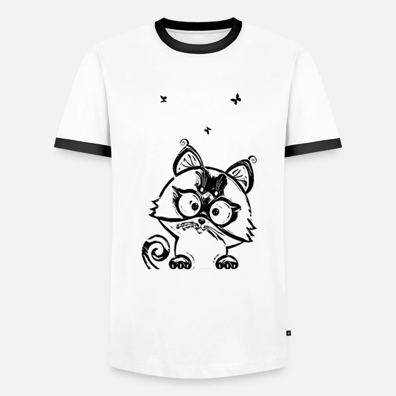 Kätzchen - Männer Kontrast-T-Shirt - Weiß/Schwarz