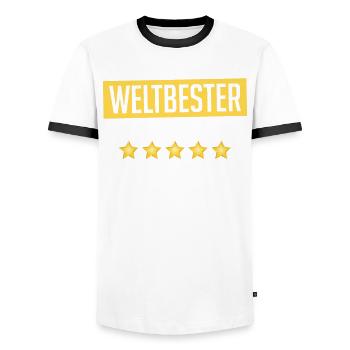 Bester Praktikant Praktikum Praktikanten Geschenk - Männer Kontrast-T-Shirt - Weiß/Schwarz - Vorne - AI Model Female 172 light (172cm) & AI Model Male 178 dark (178cm)