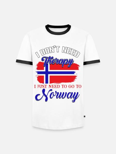 Norway, travel destination, troll - Men's Ringer Shirt - white/black