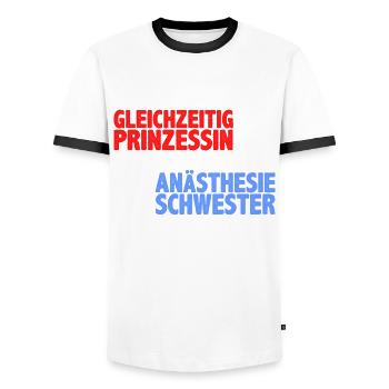 Anästhesie Pflegekraft Krankenpflege Geschenk - Männer Kontrast-T-Shirt - Weiß/Schwarz - Vorne - AI Model Female 172 light (172cm) & AI Model Male 178 dark (178cm)