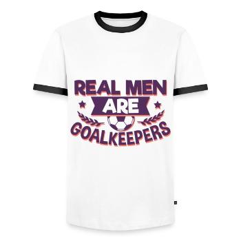 Football gardien - T-shirt contrasté Homme - blanc/noir - Devant - AI Model Female 172 light (172cm) & AI Model Male 178 dark (178cm)
