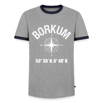 Borkum coordonne les vacances sur l'île de la mer Baltique - T-shirt contrasté Homme - gris/marine  - Devant - AI Model Female 172 light (172cm) & AI Model Male 178 light (178cm)