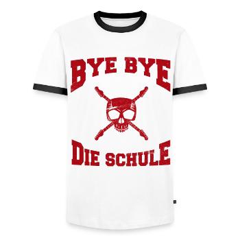 Bye Bye Kindergarten Einschulung Jungen Rock - Männer Kontrast-T-Shirt - Weiß/Schwarz - Vorne - AI Model Female 172 light (172cm) & AI Model Male 178 dark (178cm)