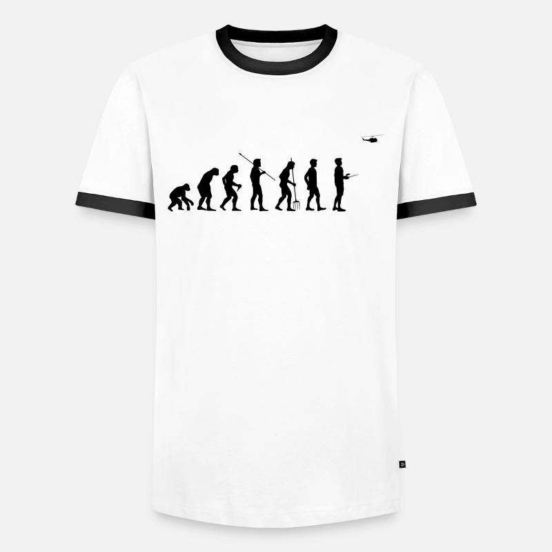 Hubschrauber Modellflieger Helikopter Evolution - Männer Kontrast-T-Shirt - Weiß/Schwarz