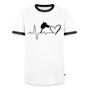 Hobby horse hobby horse pulse saut d'obstacles ECG - T-shirt contrasté Homme - blanc/noir - Devant - AI Model Female 172 light (172cm) & AI Model Male 178 dark (178cm)