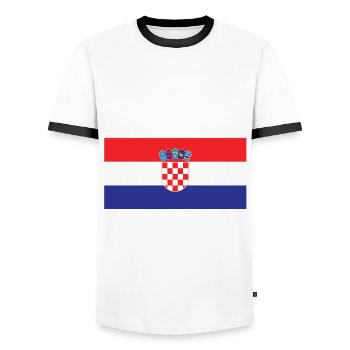 Kroatien Jugoslawien Urlauber Tourist Reise - Männer Kontrast-T-Shirt - Weiß/Schwarz - Vorne - AI Model Female 172 light (172cm) & AI Model Male 178 dark (178cm)