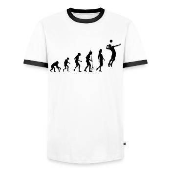 Fistball athlète évolution fistball fistballer - T-shirt contrasté Homme - blanc/noir - Devant - AI Model Female 172 light (172cm) & AI Model Male 178 dark (178cm)