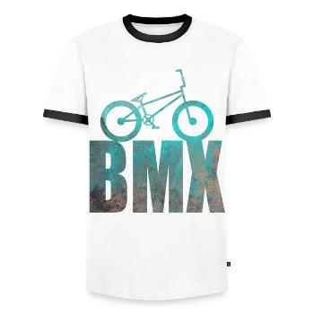BMX Bike Sport Retro Design Geschenkidee - Männer Kontrast-T-Shirt - Weiß/Schwarz - Vorne - AI Model Female 172 light (172cm) & AI Model Male 178 dark (178cm)
