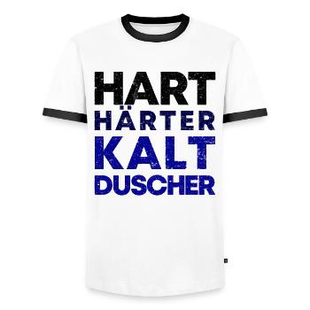 Kaltduscher Hart Männlich Kalt Duschen Geschenk - Männer Kontrast-T-Shirt - Weiß/Schwarz - Vorne - AI Model Female 172 light (172cm) & AI Model Male 178 dark (178cm)