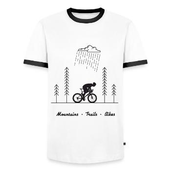 Cadeau de vélo de vélo pour les cyclistes VTT - T-shirt contrasté Homme - blanc/noir - Devant - AI Model Female 172 light (172cm) & AI Model Male 178 dark (178cm)