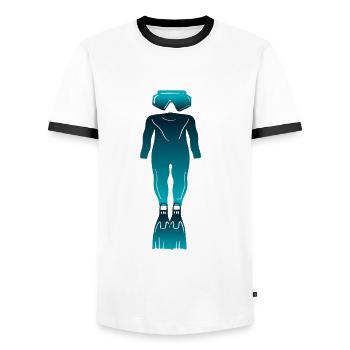 Combinaison de masque de plongée - T-shirt contrasté Homme - blanc/noir - Devant - AI Model Female 172 light (172cm) & AI Model Male 178 dark (178cm)