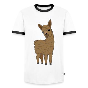 Lama alpaga mignon cadeau femmes hommes enfants - T-shirt contrasté Homme - blanc/noir - Devant - AI Model Female 172 light (172cm) & AI Model Male 178 dark (178cm)
