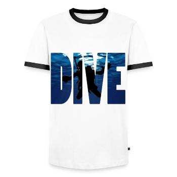 Plongée, Diver - T-shirt contrasté Homme - blanc/noir - Devant - AI Model Female 172 light (172cm) & AI Model Male 178 dark (178cm)