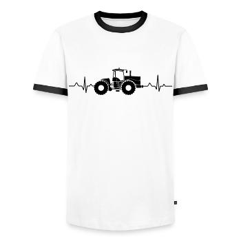 Tractor tractor heartbeat K700 agricultural machine pulse - Men's Ringer Shirt - white/black - Front - AI Model Female 172 light (172cm) & AI Model Male 178 dark (178cm)