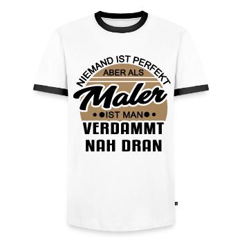 Niemand Ist Perfekt Aber Als Maler - Männer Kontrast-T-Shirt - Weiß/Schwarz - Vorne - AI Model Female 172 light (172cm) & AI Model Male 178 dark (178cm)