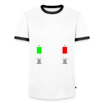 Choose Wisely syringe nurse medical professional MFA - Men's Ringer Shirt - white/black - Front - AI Model Female 172 light (172cm) & AI Model Male 178 dark (178cm)