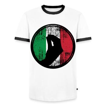 Italy Italians hand gesture Italian flag - Men's Ringer Shirt - white/black - Front - AI Model Female 172 light (172cm) & AI Model Male 178 dark (178cm)