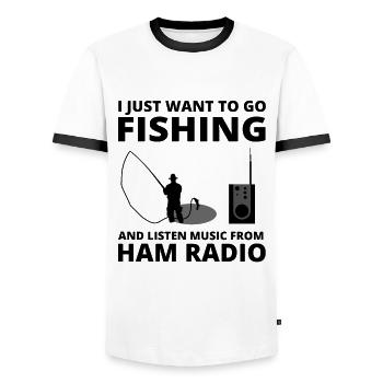 Amateur amateur radio amateur amateur de pêche cadeau - T-shirt contrasté Homme - blanc/noir - Devant - AI Model Female 172 light (172cm) & AI Model Male 178 dark (178cm)