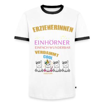 Erzieherinnen sind wie Einhörner verdammt Cool - Männer Kontrast-T-Shirt - Weiß/Schwarz - Vorne - AI Model Female 172 light (172cm) & AI Model Male 178 dark (178cm)