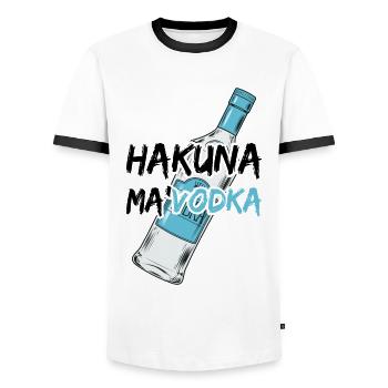 Hakuna ma' VODKA - Männer Kontrast-T-Shirt - Weiß/Schwarz - Vorne - AI Model Female 172 light (172cm) & AI Model Male 178 dark (178cm)