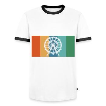 Schausteller - Männer Kontrast-T-Shirt - Weiß/Schwarz - Vorne - AI Model Female 172 light (172cm) & AI Model Male 178 dark (178cm)