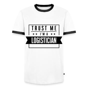 Trust me I'm a logistician - Men's Ringer Shirt - white/black - Front - AI Model Female 172 light (172cm) & AI Model Male 178 dark (178cm)