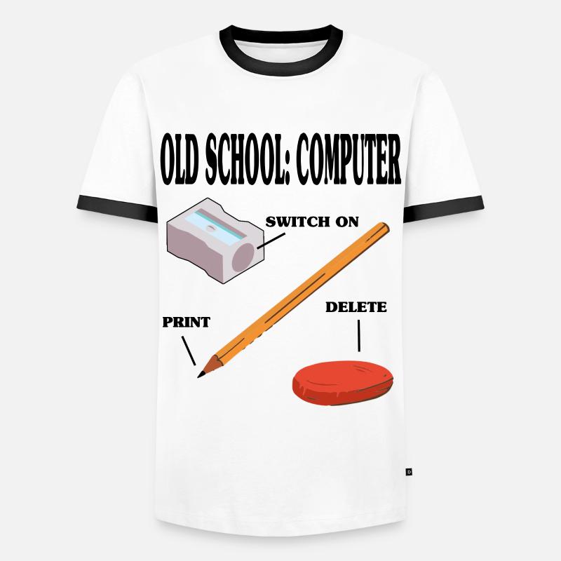Old School Computer PC Technik - Männer Kontrast-T-Shirt - Weiß/Schwarz