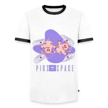 Schwein, Schwein Landwirt, Schwein lustig - Männer Kontrast-T-Shirt - Weiß/Schwarz - Vorne - AI Model Female 172 light (172cm) & AI Model Male 178 dark (178cm)