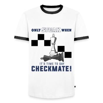 Chess, chess checkmate, chess pawns - Men's Ringer Shirt - white/black - Front - AI Model Female 172 light (172cm) & AI Model Male 178 dark (178cm)