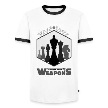 Chess, chess chess players, chess chess - Men's Ringer Shirt - white/black - Front - AI Model Female 172 light (172cm) & AI Model Male 178 dark (178cm)