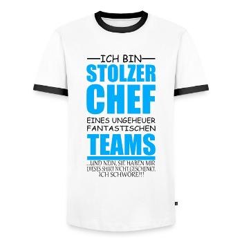 lustiges Chef Geschenk stolzer Chef Idee - Männer Kontrast-T-Shirt - Weiß/Schwarz - Vorne - AI Model Female 172 light (172cm) & AI Model Male 178 dark (178cm)