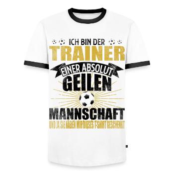 Fussball Trainer Fussballverein lustig Geschenk - Männer Kontrast-T-Shirt - Weiß/Schwarz - Vorne - AI Model Female 172 light (172cm) & AI Model Male 178 dark (178cm)