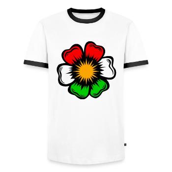 kurdistan Flagge kurdi Azadi Blume Gül - Männer Kontrast-T-Shirt - Weiß/Schwarz - Vorne - AI Model Female 172 light (172cm) & AI Model Male 178 dark (178cm)