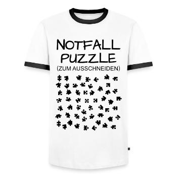 Notfall Puzzle Puzzlespiele Lustig Geschenk - Männer Kontrast-T-Shirt - Weiß/Schwarz - Vorne - AI Model Female 172 light (172cm) & AI Model Male 178 dark (178cm)